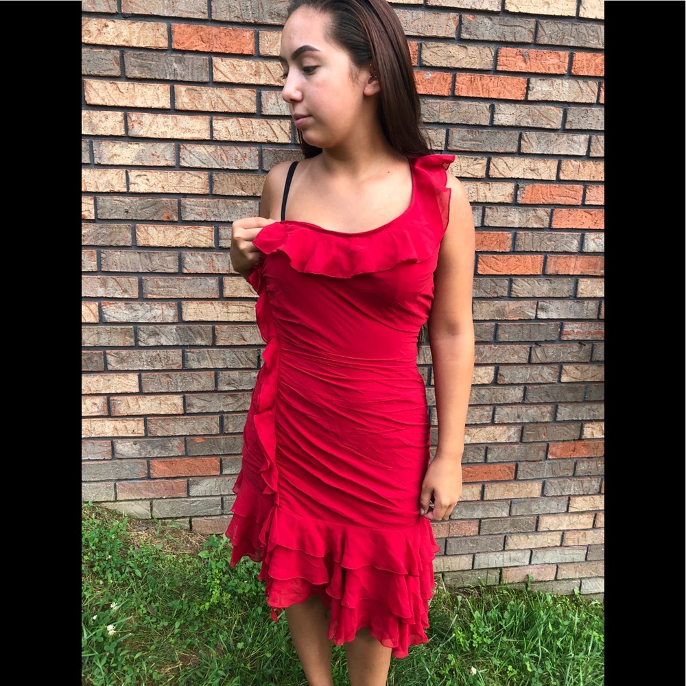 EXPRESS 100% SILK RED SEXY ONE SHOULDER SIZE 8 - Picture 4 of 8